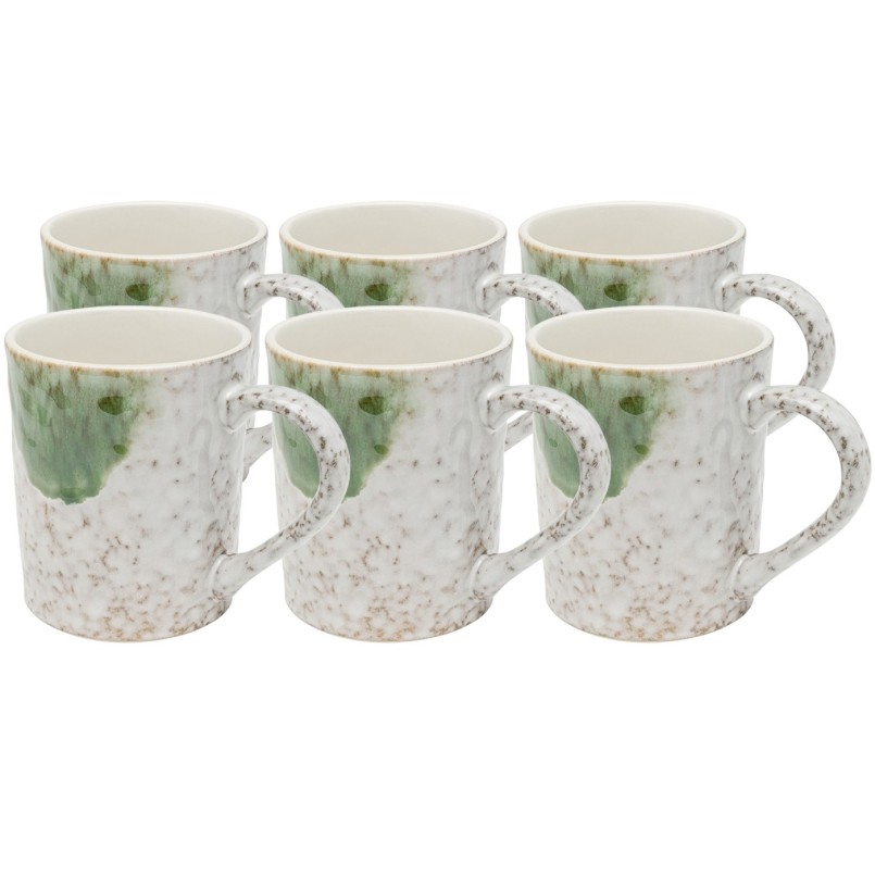 Groene steengoed mokken set van 6 - Biscotti - Kare Design