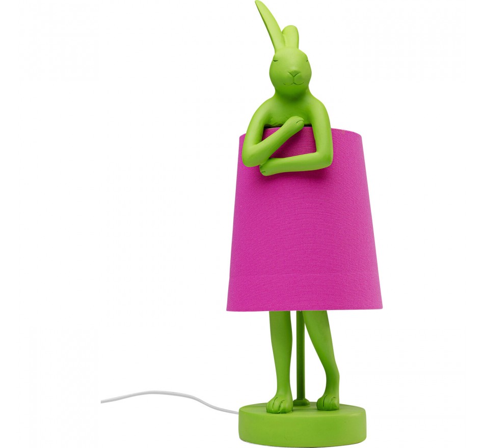 Lampe Animal lapin 50cm verte et rose Kare Design