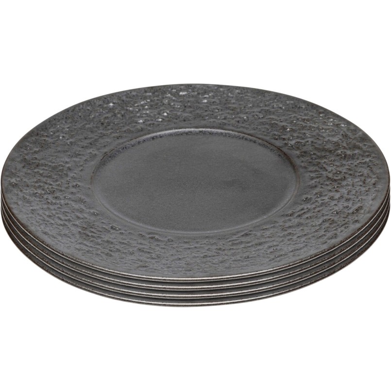 Black plates set of 4 in stoneware - Cosmsos - Kare Design