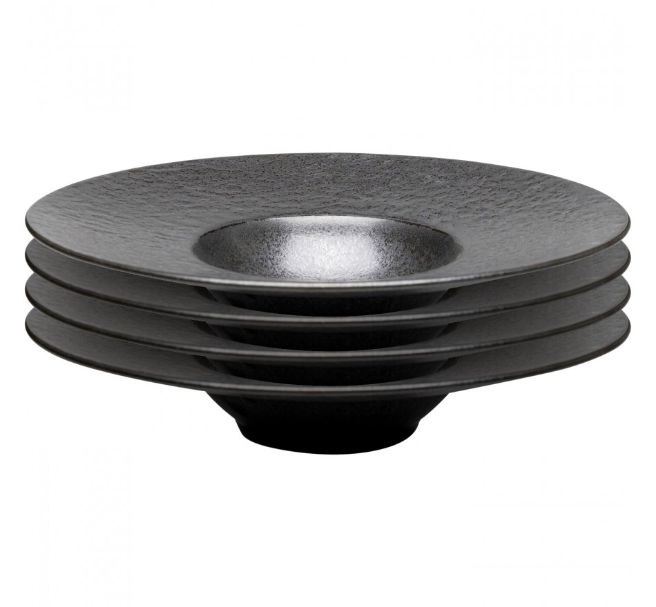 Plate Deep Cosmos Ø27cm black (4/set) Kare Design
