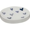 White plates with blue hearts in stoneware set of 6 - Cuori - Kare Design