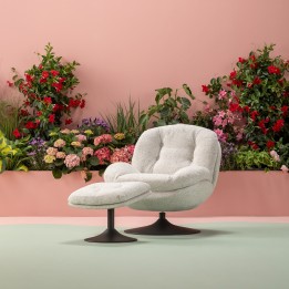 Swivel armchair with white footrest - Standford - Kare Design