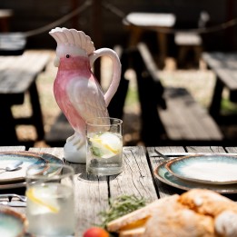 White and pink ceramic cockatoo decanter - Kare Design