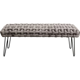 Grey velvet bench with chunky mesh effect - Weave - Kare Design