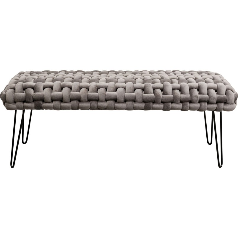 Banc en velours gris effet grosses mailles - Weave - Kare Design