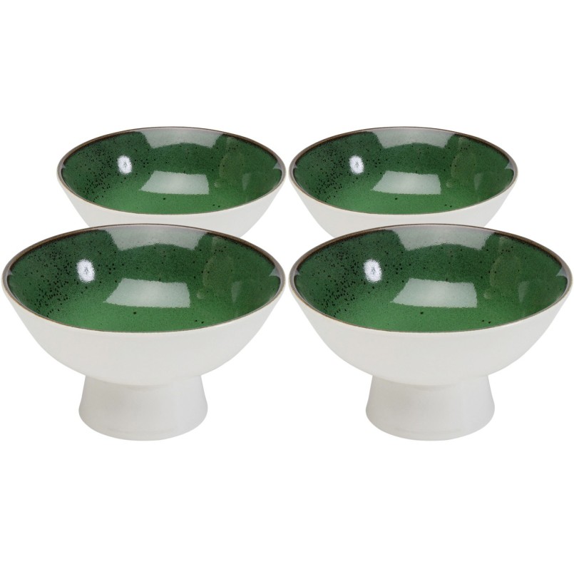 Groen en wit porseleinen kommen set van 4 - Colorino - Kare Design
