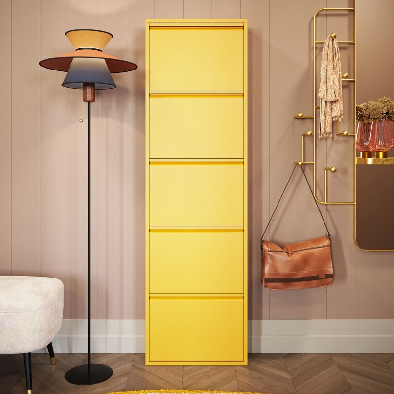 Casier à chaussures jaune 5 tiroirs - Caruso - Kare Design