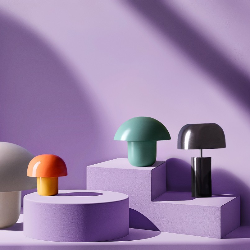 Lampe champignon en acier jaune et orange - Mushroom Duo - Kare Design