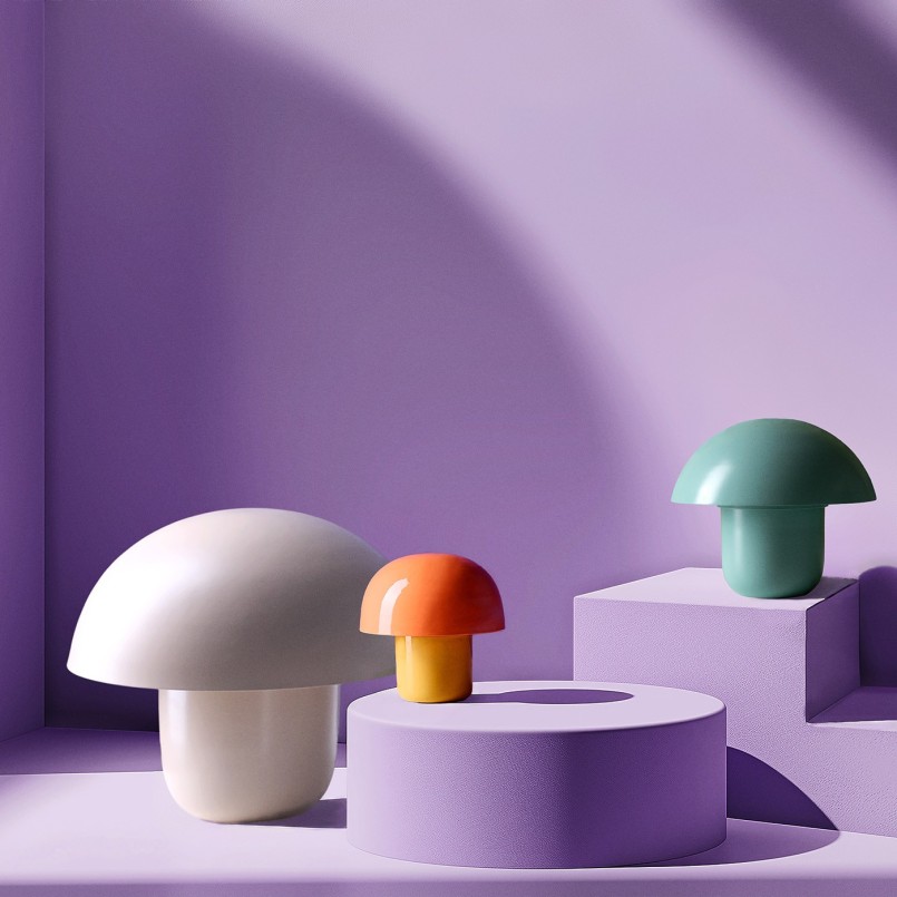 Lampe champignon en acier jaune et orange - Mushroom Duo - Kare Design