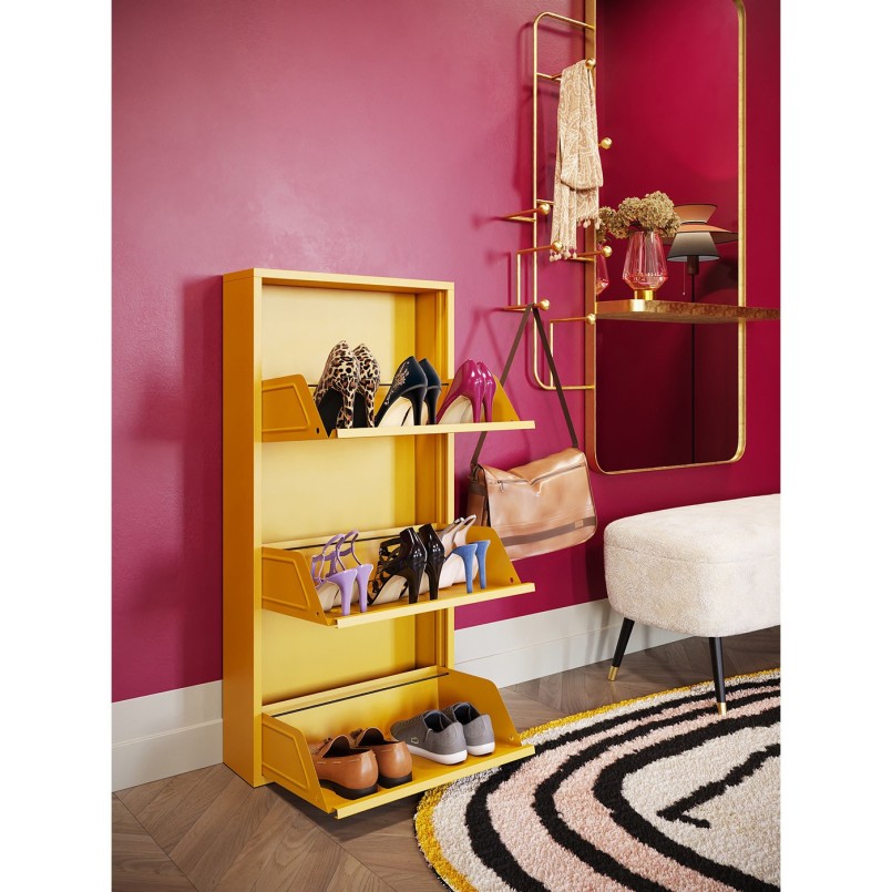 Casier à chaussures jaune 3 tiroirs - Caruso - Kare Design