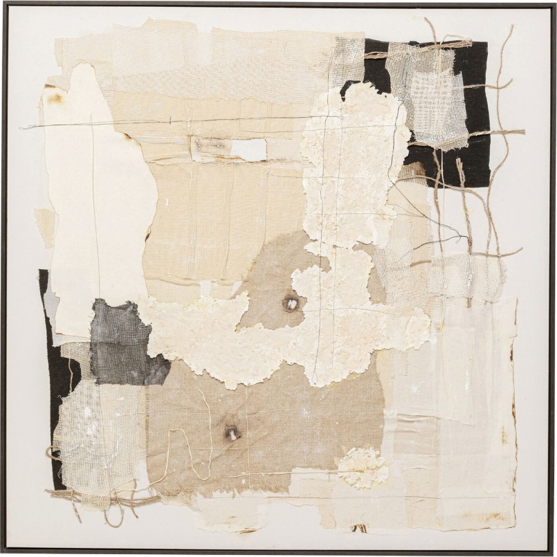 Tableau abstrait beige texturé carré - Arty Collage - Kare Design