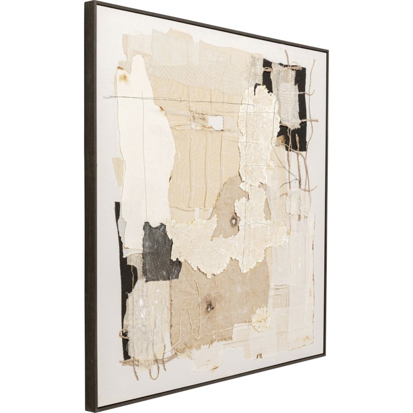 Tableau abstrait beige texturé carré - Arty Collage - Kare Design