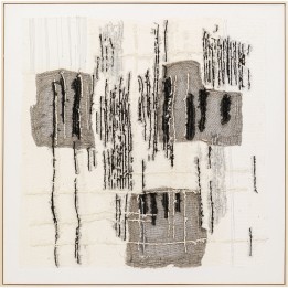Tableau abstrait texturé carré gris, noir et beige - Cucito - Kare Design