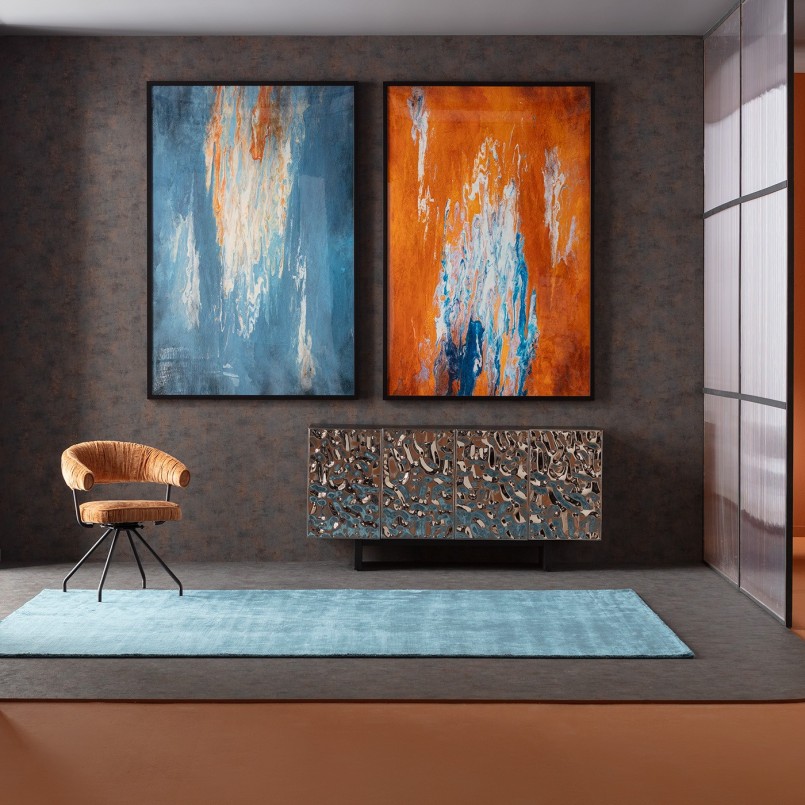 Stoel met oranje draaibare armleuningen - Arabella - Kare Design