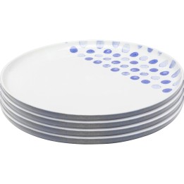 Assiettes en grès blanc à pois bleus - Partito Dots - Kare Design