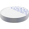 Witte steengoed borden met blauwe stippen, set van 4 - Partitio Dots - Kare Design