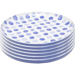 Assiettes en grès blanc à pois bleus - Partitio Dots - Kare Design