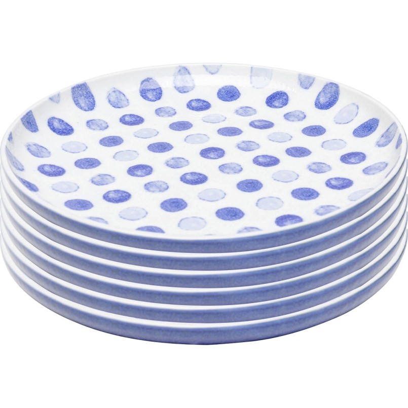 Assiettes en grès blanc à pois bleus - Partitio Dots - Kare Design