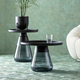 Bijzettafel van gerookt glas en zwart staal - Bottiglia - Kare Design