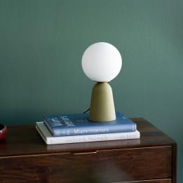 Lamp van wit glas en groen cement - Bollie - Kare Design