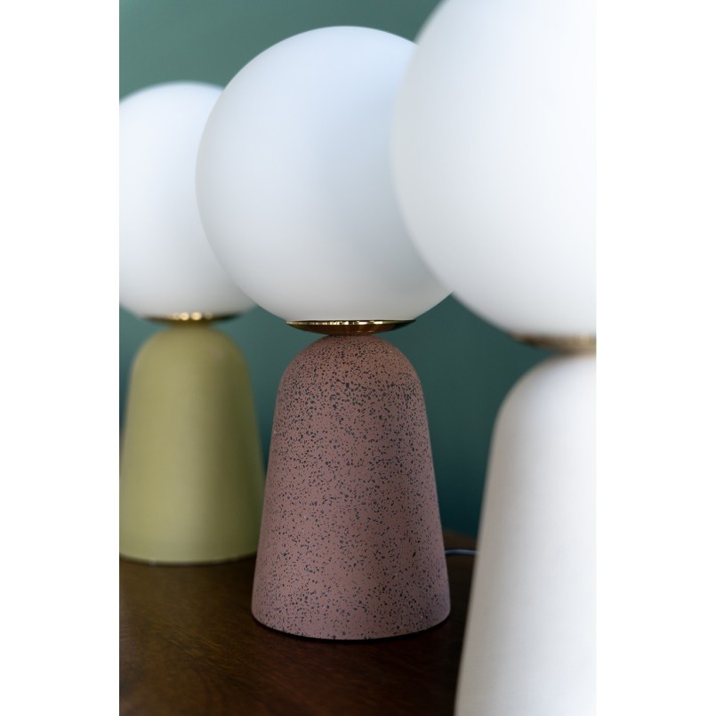 Lampe en verre blanc et ciment rouge - Bollie - Kare Design