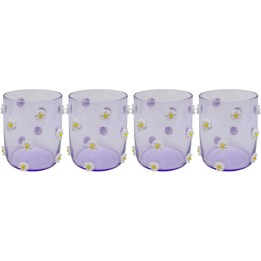 Purple water glasses with embossed flowers - Party Flowers - Kare Design