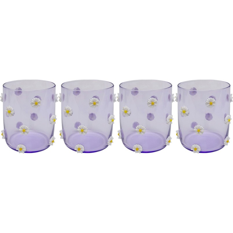 Verres à eau violets fleurs en relief - Party Flowers - Kare Design