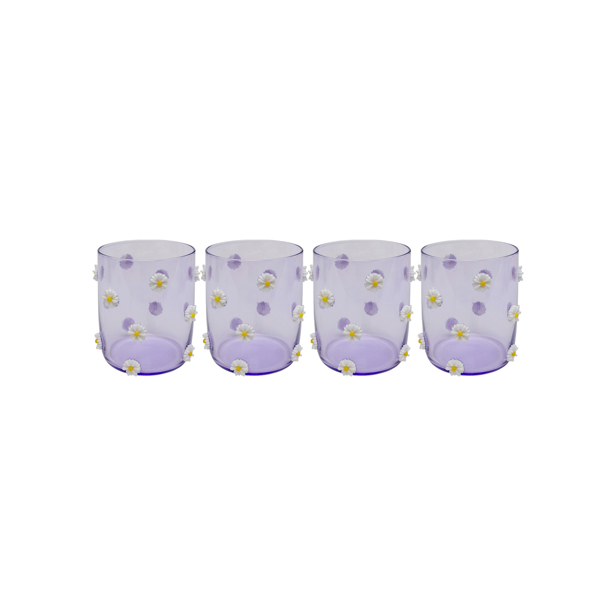 Waterglazen Party paars bloemen (4/set) Kare Design