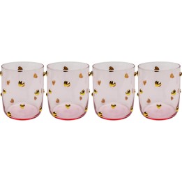 Pink water glasses with golden hearts - Party Hearts - Kare Design