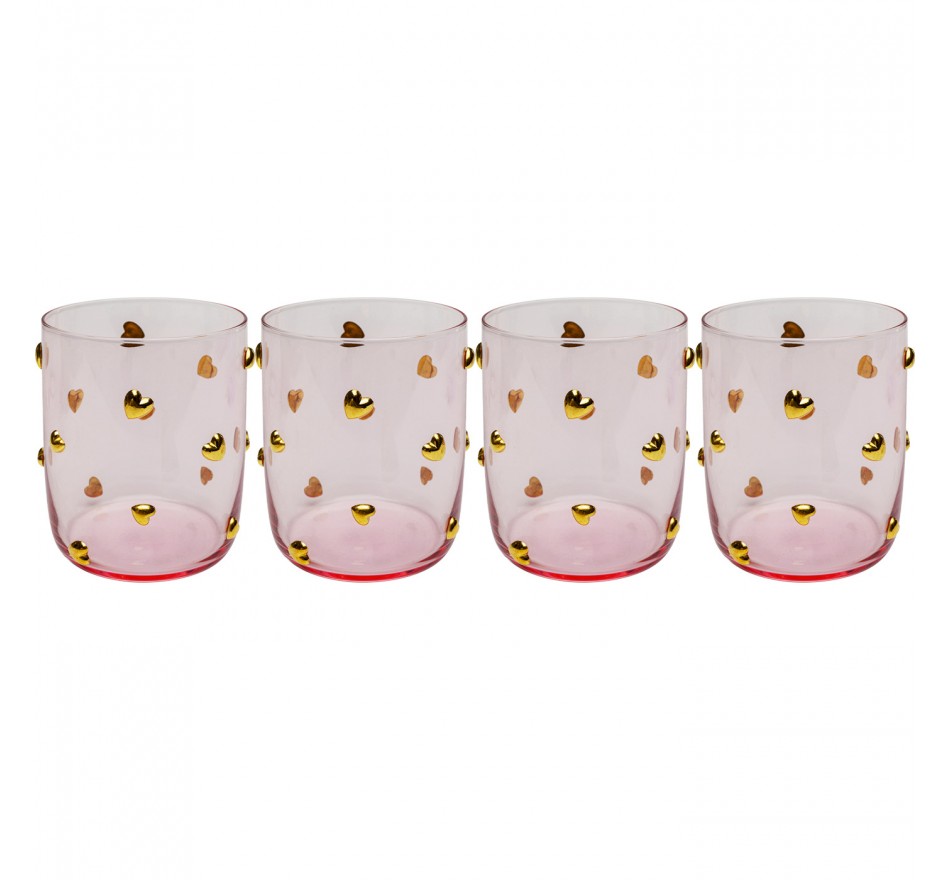 Water Glass Party hearts (4/set) Kare Design