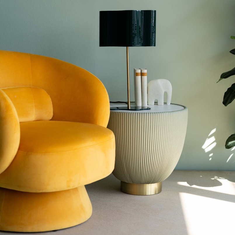 Witte marmer effect ronde bijzettafel - Endless - Kare Design