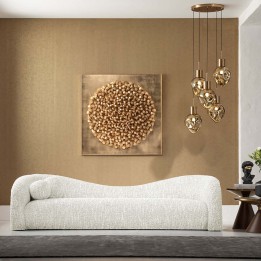 Canapé 3 places en tissu tressé crème et beige - Livia - Kare Design