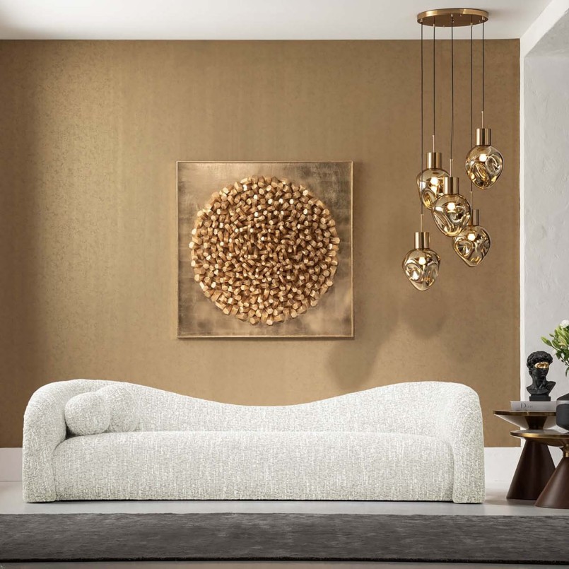 Canapé 3 places en tissu tressé crème et beige - Livia - Kare Design