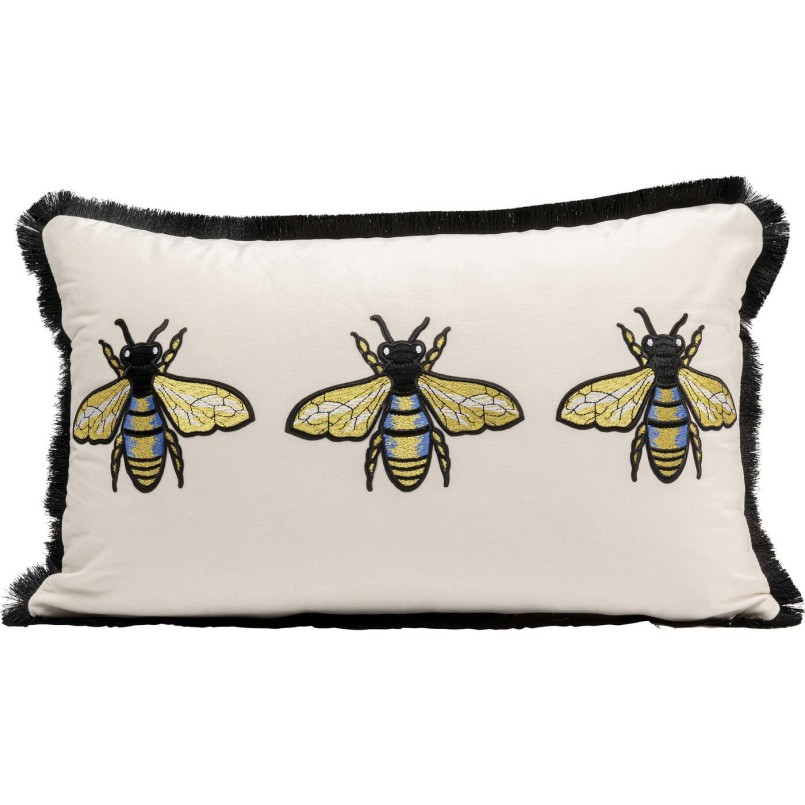 Coussin Bees blanc 50x30cm