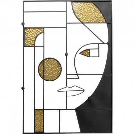 Portemanteau mural Art Face femme 90x60cm Kare Design