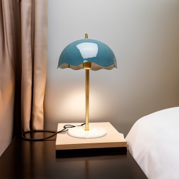 Blue steel and white marble retro lamp - Lia - Kare Design