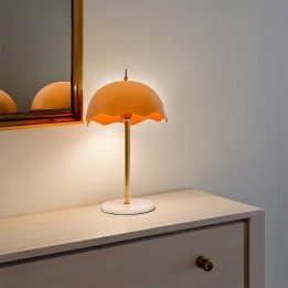 Lampe rétro acier orange et marbre blanc - Lia - Kare Design