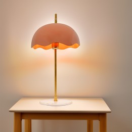 Lampe rétro acier rose et marbre blanc - Lia - Kare Design