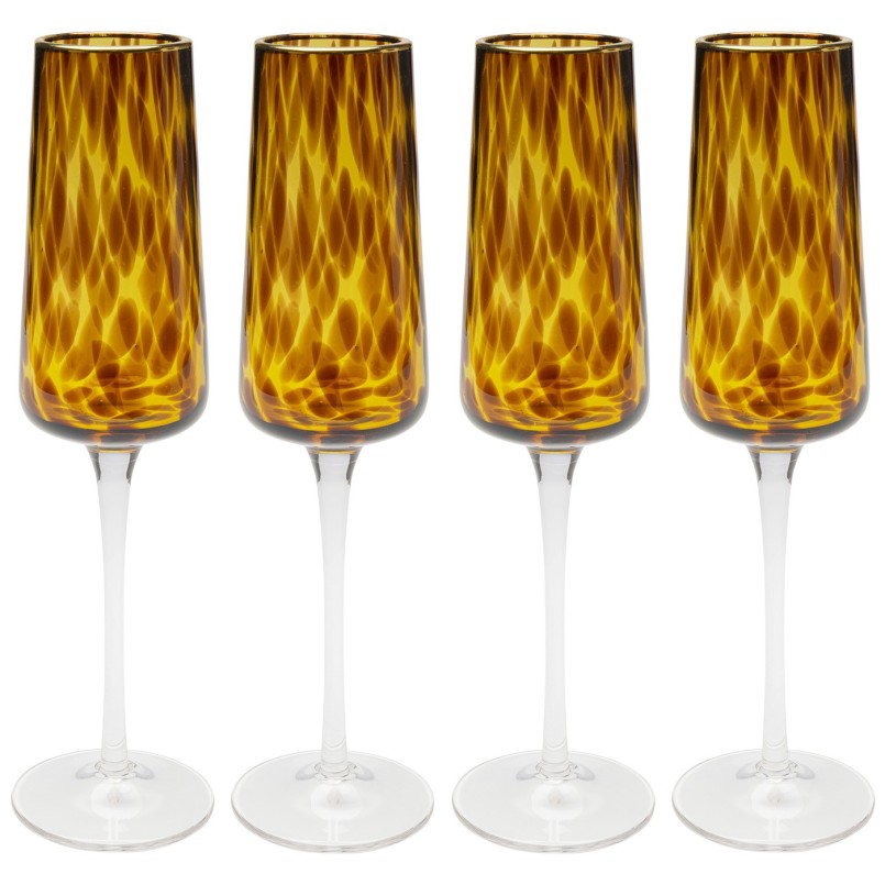 Bruine glazen champagneglazen - Karamel - Kare Design