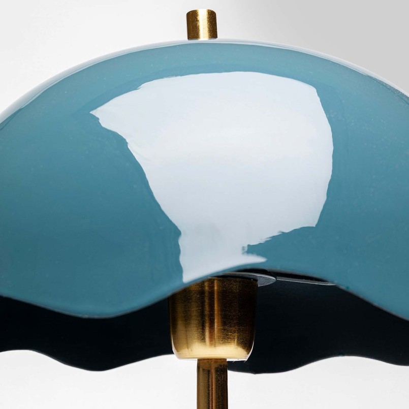 Lampe rétro acier bleu et marbre blanc - Lia - Kare Design