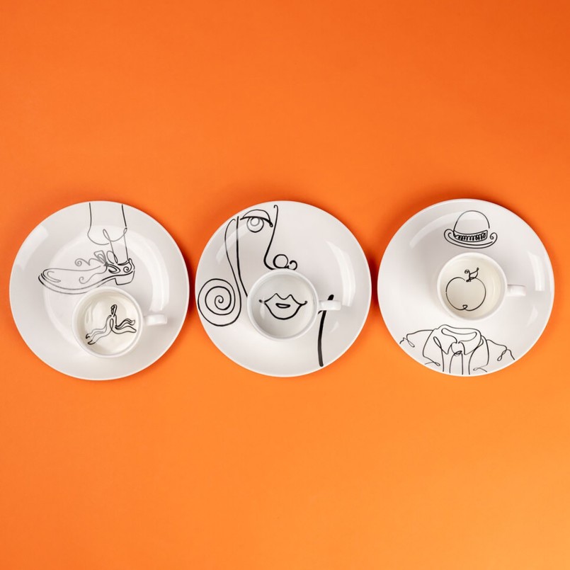 Schoen en banaan koffiekopjes in zwart en wit - Favola - Kare Design