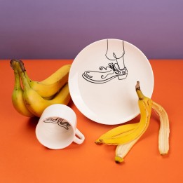 Tasses à café chaussure et banane en noir et blanc - Favola - Kare Design