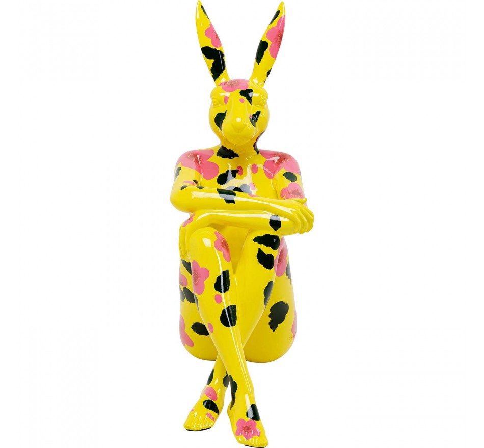 Deco Gangster yellow rabbit XL pink flowers Kare Design