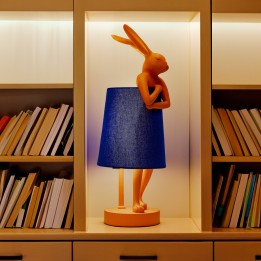 Violet rabbit lamp in orange and blue linen - Animal - Kare Design