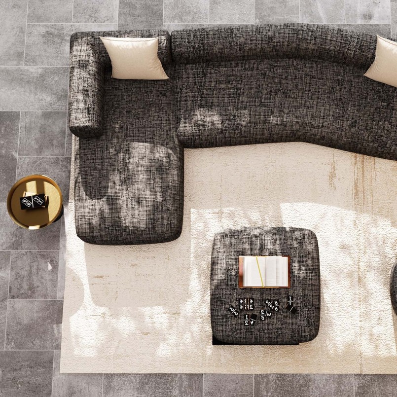 Canapé d'angle gauche en tissu noir et blanc - Bow - Kare Design