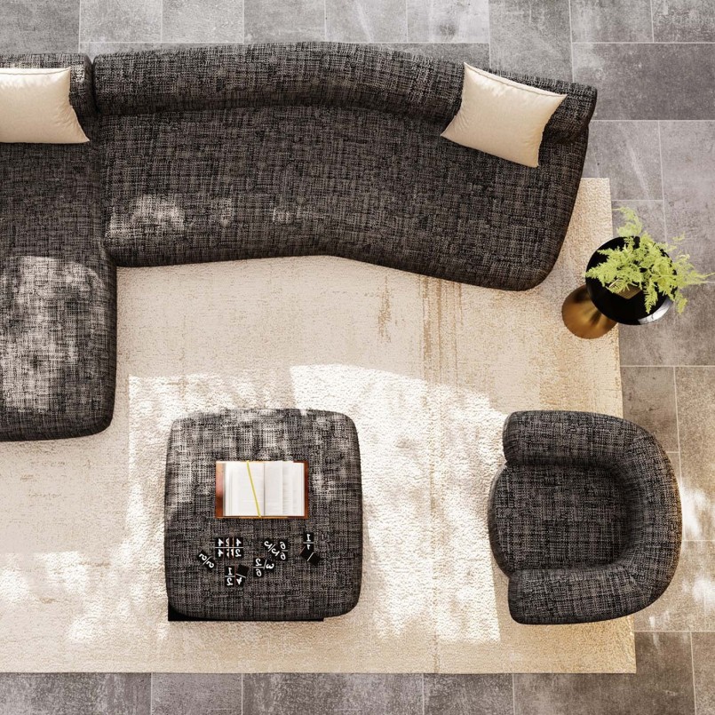 Canapé d'angle gauche en tissu noir et blanc - Bow - Kare Design