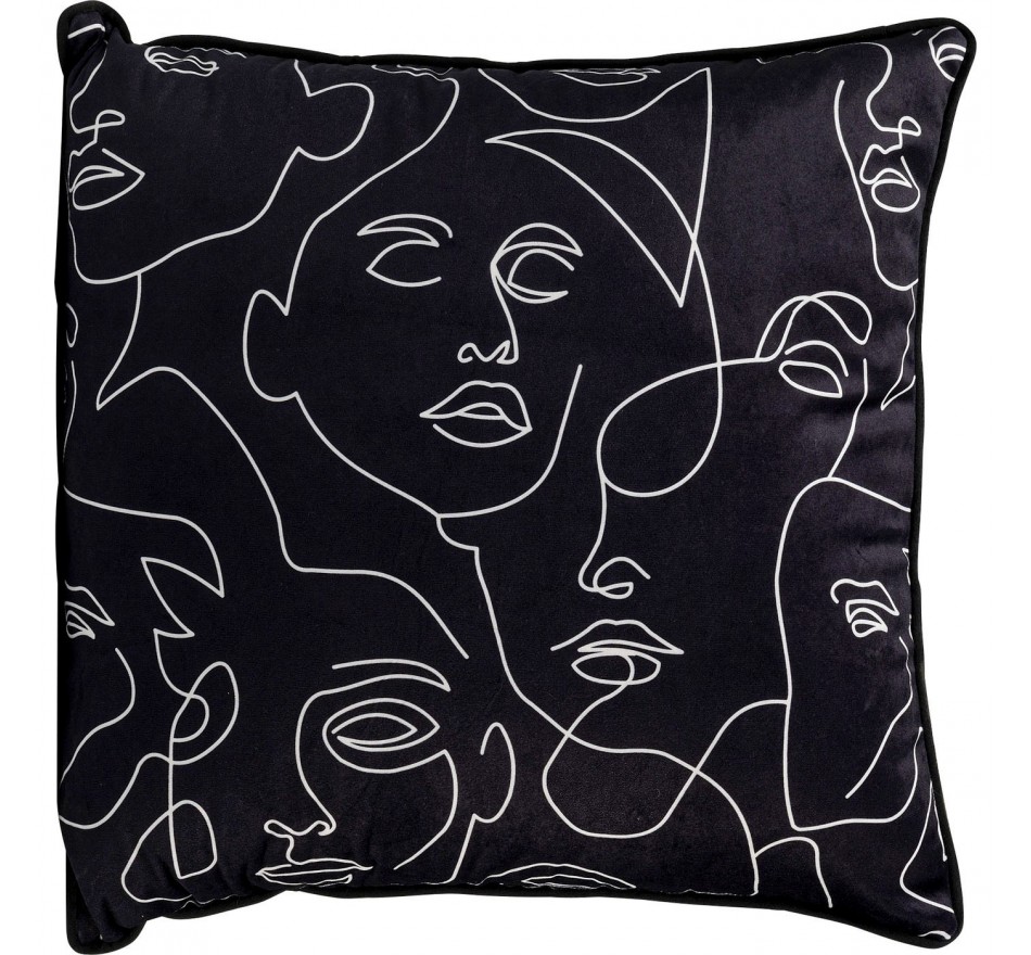 Kussen gezicht zwart Kare Design
