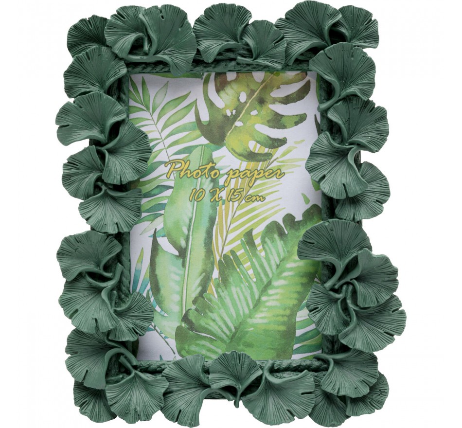 Cadre photo feuilles de ginkgo vertes 17x21cm Kare Design