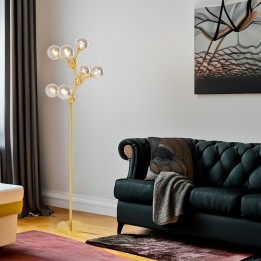 Lampadaire en verre et acier doré - Atomic Balls - Kare Design