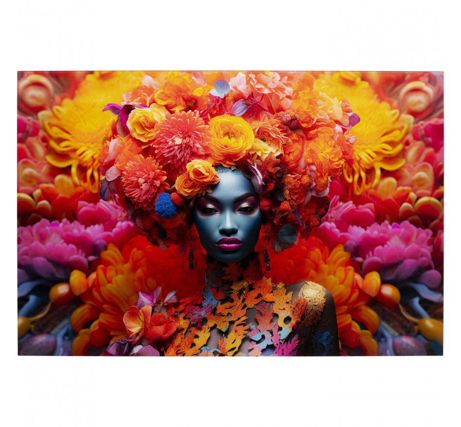 Wandfoto vrouw oranje bloemen 120x80cm Kare Design